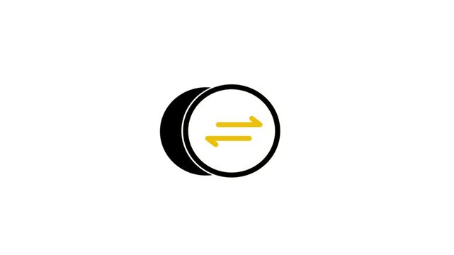 converted asset program on CEX  in yellow and black with outline style animated