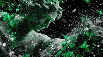 Abstract wireframe statue illustration