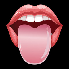 Upper Body View Showing Open Mouth and Tongue for Examination, Highlighting the Tonsil Region	