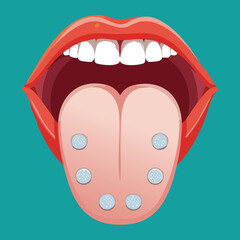 Full Mouth and Tongue Illustration with Focused View on Muscle Structure and Movement for Speech	