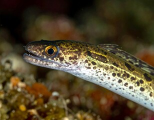 Close-up of a slender fish in shallow water