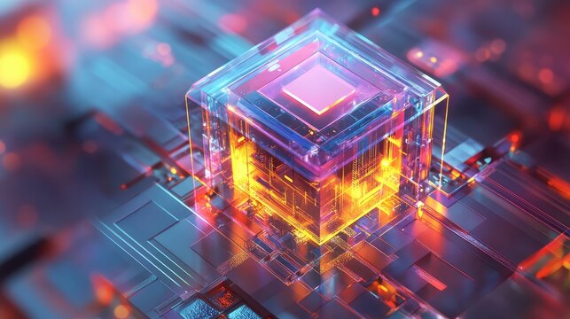 graphics low poly style quantum processor absorption