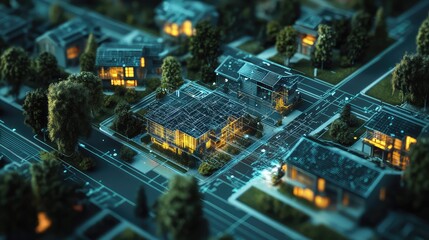 Obraz premium interactive glitch style rotating real estate map