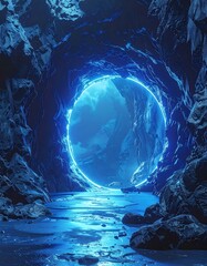 A mystical cave leads to a luminous portal