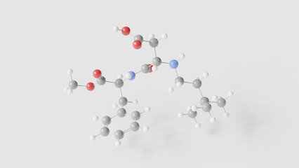 neotame molecule 3d, molecular structure, ball and stick model, structural chemical formula artificial sweetener e961