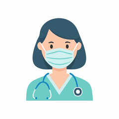 Fototapeta premium A female healthcare professional wearing a face mask and stethoscope.