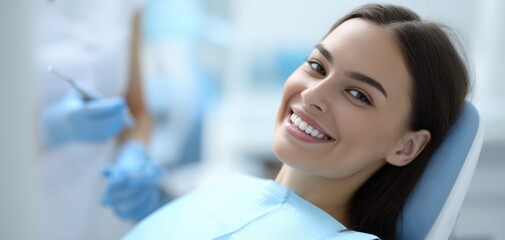 The confident young woman enjoying her dental check-up with a bright smile.