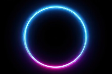 Fototapeta premium Neon circle frame on black