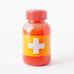 Obraz premium Orange medicine bottle with white cross