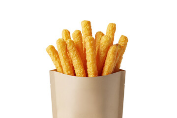 Pastries and Snacks in Craft Paper Bags Isolated on White Background