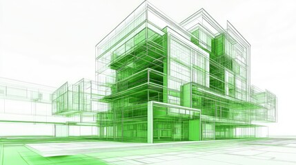 architecture dismantling futuristic green building wire