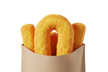 Pastries and Snacks in Craft Paper Bags Isolated on White Background