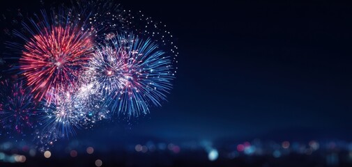 The colorful fireworks illuminating the night sky during a festive celebration.