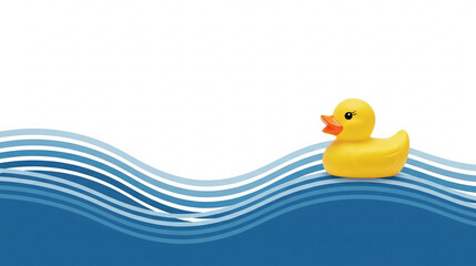 Rubber Duck Sailing on Blue Waves