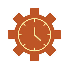 Time management and productivity icon with a clock inside a gear. Symbolizes project deadlines, efficiency, and workflow.