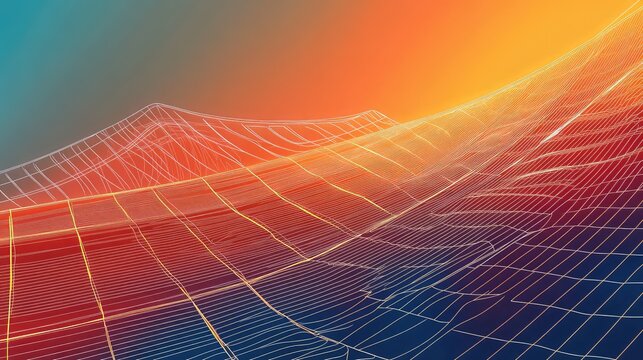 wrping line art style of a warping solar panel