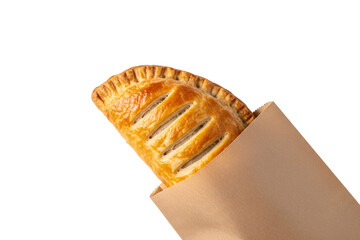 Pastries and Snacks in Craft Paper Bags Isolated on White Background