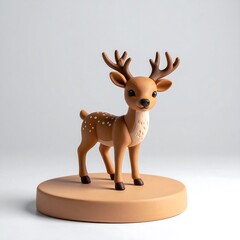 Cute fawn figurine on a light beige base