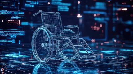 innovtion high tech schematic of a futuristic wheelchair scan