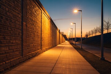 Fototapeta premium Illuminated Pedestrian Path at Dusk