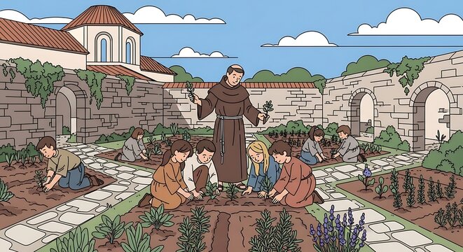 Children Planting Garden.