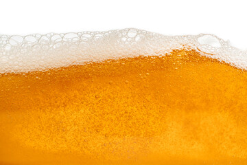 Close up bright orange Oil or beer splash texture and nature waves, Beautiful waves curve and little bubbles smooth for graphic design and background, Oil Bubbles, Soft beer bubbles, Selective focus