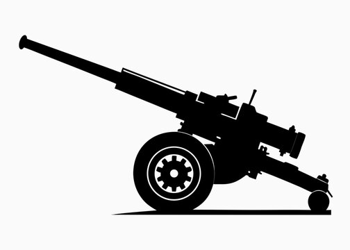 Field howitzer vector silhouette on white background