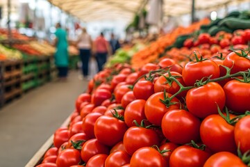 Vibrant Red Tomatoes at a Farmer's Market