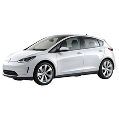 Fototapeta premium White electric car isolated on transparent background, a modern and ecofriendly vehicle