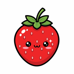 Obraz premium Adorable Strawberry Cartoon Character with Sparkling Eyes and Sweet Smile.