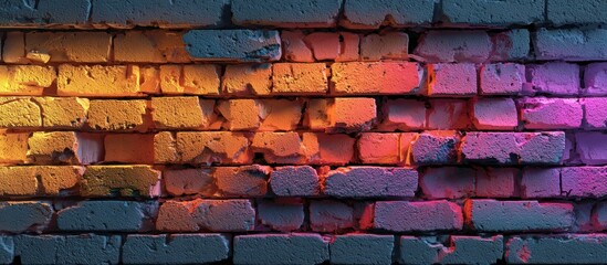 Vibrant Brick Wall Texture: Neon Hues and Rustic Charm