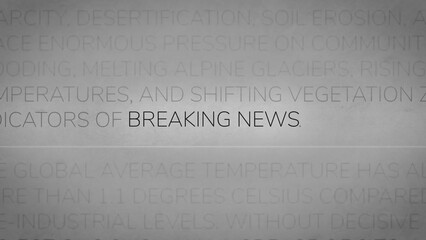 Minimalist design showing 'Breaking News' centered on a grey text backdrop, offering a modern and impactful template for announcements or media alerts.