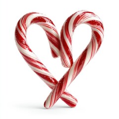 Fototapeta premium Two candy canes intertwined to form a heart shape