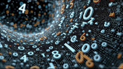Digital Numbers Abstract: a mesmerizing visual representation of abstract digital numbers on a technical background, portraying the complex world of data, science, and technology. - Powered by Adobe