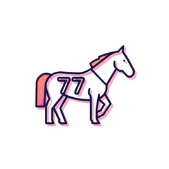 Obraz premium 3d icon of stylized illustration of a horse with the number 77 on its side isolated on transparent background
