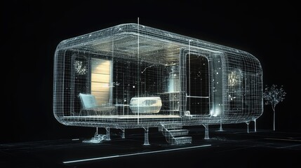 Obraz premium network futuristic scan of a small advanced home wiring system