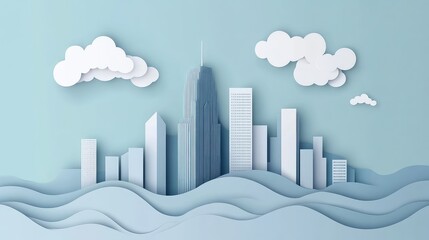 Obraz premium skyle skyscraper in a flowing paper cut design