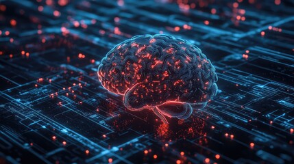 neural 3d rendered style of an evolving digital brain