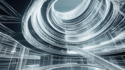 design futuristic wireframe of a rotating multi unit complex