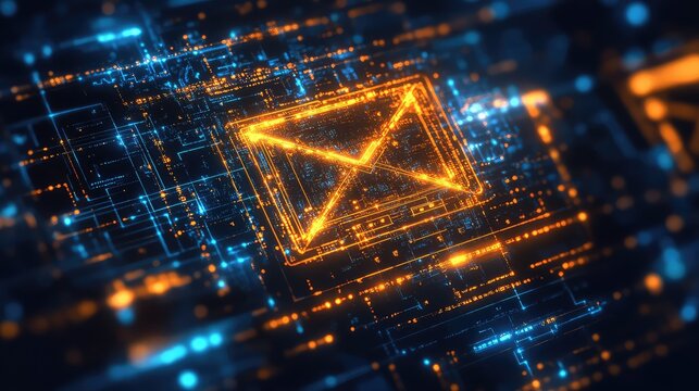 design high tech style email icon merging