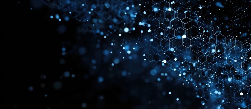 Abstract digital art with hexagons and glowing particles