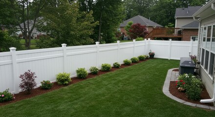Backyard tranquility: White vinyl fence enhances privacy and landscape design