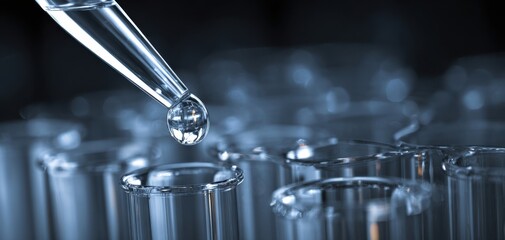 The pipette delicately releasing a droplet into test tubes for experimentation.