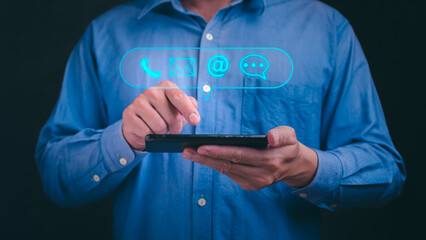 Contact us for global marketing support feedback and connection via phone call or email in a digital environment