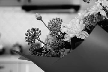 Monochrome Bouquet Elegant Flowers in Black and White