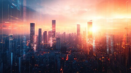 Fototapeta premium medical panoramic view of city skyline real estate medical perspective