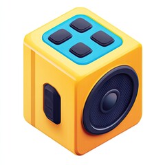 3D cube speaker with control buttons