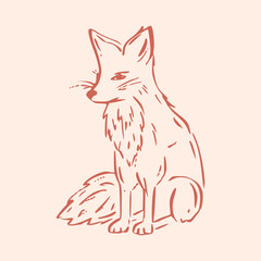 Autumn fall vector illustration with abstract thanksgiving warm doodle design for fox icon, ideal for cozy woodland poster and seasonal nature concept by rustic hand drawn style.