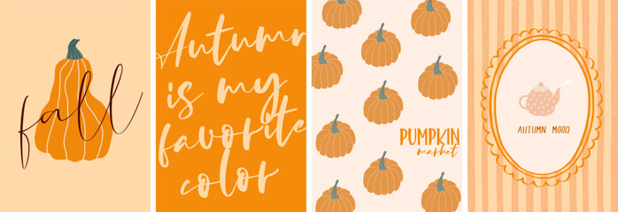 Fall abstract illustration with warm doodle vector style for autumn thanksgiving cards, ideal for festive poster design or rustic seasonal home