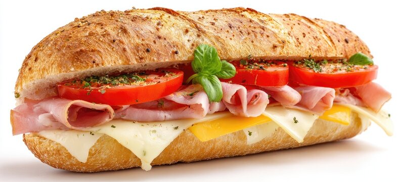 Gourmet ham and cheese sub sandwich